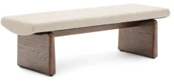 Kave Home Bankje Topaz Chenille en essenhout, 150cm* Halbanken|Eetkamerbanken