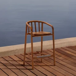 Kave Home Barkruk Turqueta hout (zithoogte 65cm)* Barkrukken|Barkruk Met Rugleuning