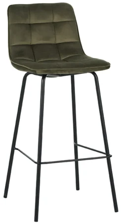 LABEL51 Barkruk Bistro Velvet (zithoogte 78cm)* Barkruk Met Rugleuning