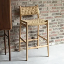 Dutchbone Barkruk Cecile Gevlochten papier (zithoogte 68cm)* Barkruk Met Rugleuning
