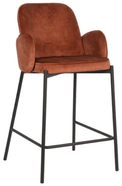 LABEL51 Barkruk Jari Velvet (zithoogte 65cm)* Barkruk Met Rugleuning