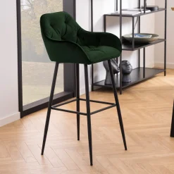 Bendt Barkruk Loren Velvet (zithoogte 79cm)* Barkruk Met Rugleuning