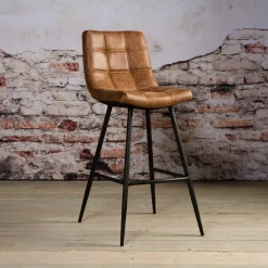 Tower Living Barkruk Navarra Lederlook (zithoogte 75cm)* Barkruk Met Rugleuning|Barkruk Leer / Kunstleer