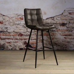 Tower Living Barkruk Navarra Lederlook (zithoogte 75cm)* Barkruk Met Rugleuning|Barkruk Leer / Kunstleer