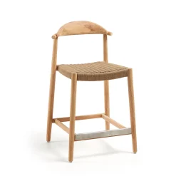 Kave Home Barkruk Nina Acaciahout (zithoogte 62cm)* Barkruk Met Rugleuning