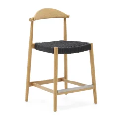 Kave Home Barkruk Nina Acaciahout (zithoogte 62cm)* Barkruk Met Rugleuning