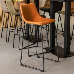 LABEL51 Barkruk Risto Lederlook (zithoogte 75cm)* Barkruk Leer / Kunstleer|Barkruk Met Rugleuning