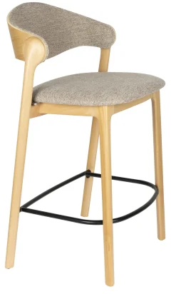 Dutchbone Barstoel Babington Stof en beukenhout (zithoogte 65cm)* Barkruk Met Rugleuning