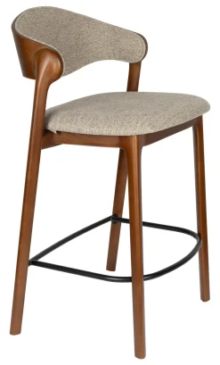 Dutchbone Barstoel Babington Stof en beukenhout (zithoogte 65cm)* Barkruk Met Rugleuning