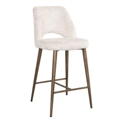 Richmond Interiors Barstoel Delphine Chenille, kleur Crème (zithoogte 66,5cm)* Barkruk Met Rugleuning