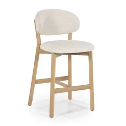Eleonora Barstoel Mikky Eikenhout en stof (zithoogte 69cm)* Barkruk Met Rugleuning