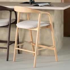 Eleonora Barstoel Rayven Essen en stof (zithoogte 65cm)* Barkruk Met Rugleuning