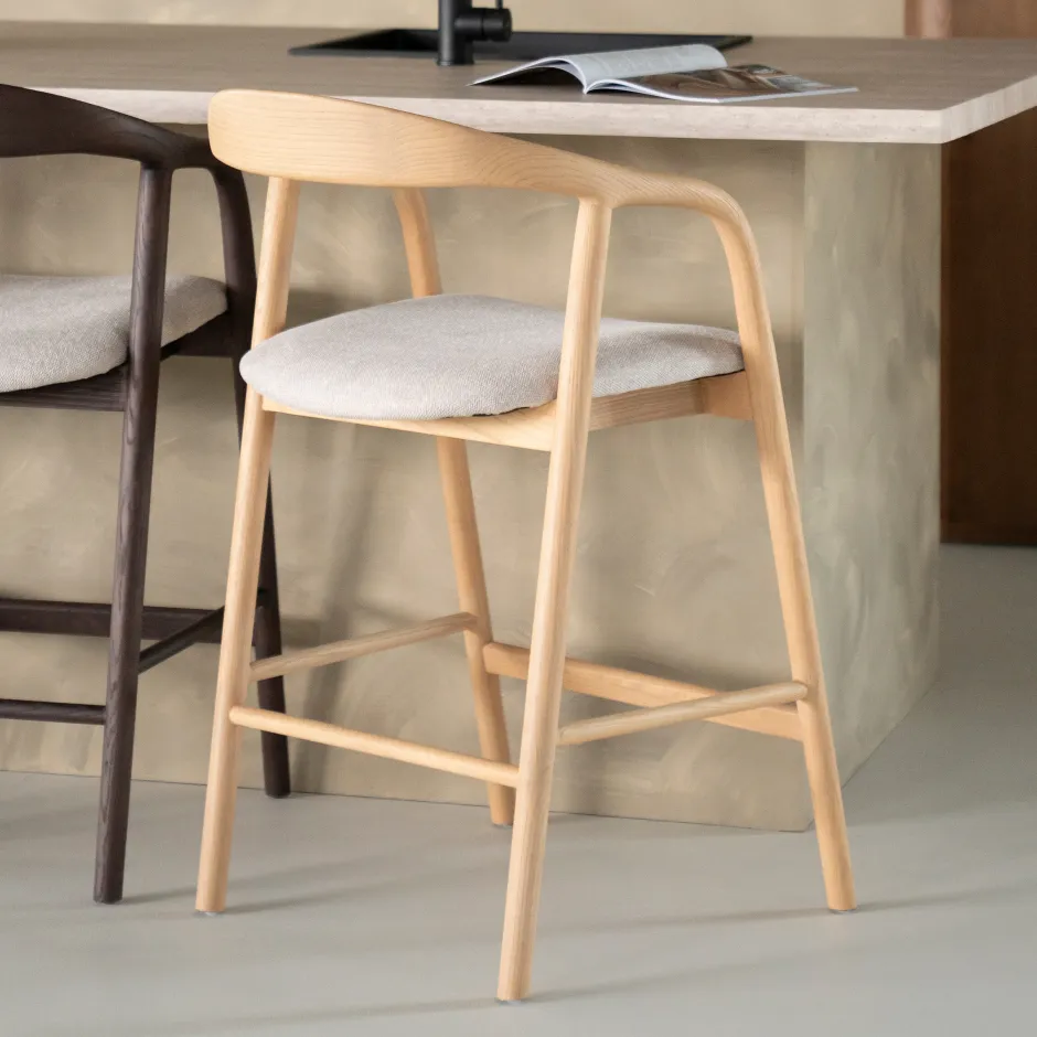 Eleonora Barstoel Rayven Essen en stof (zithoogte 65cm)* Barkruk Met Rugleuning