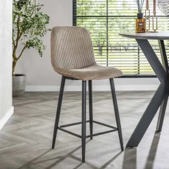 LifestyleFurn Barstoel Salim Rib (zithoogte 65cm)* Barkruk Met Rugleuning