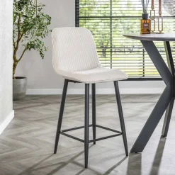 LifestyleFurn Barstoel Salim Rib (zithoogte 65cm)* Barkruk Met Rugleuning