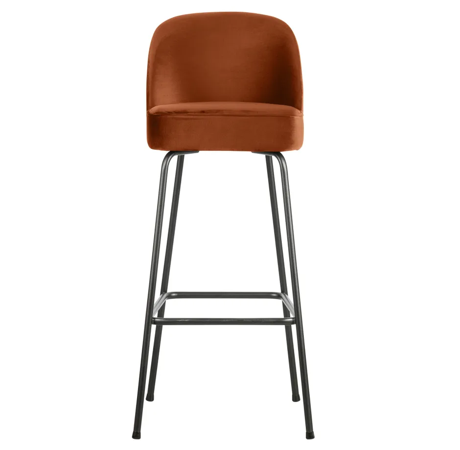 WOOOD Barstoel Vogue Velvet (zithoogte 79cm)* Barkruk Met Rugleuning