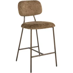Richmond Interiors Barstoel Xenia Geweven stof, kleur Brandy (zithoogte 66cm)* Barkruk Met Rugleuning
