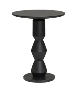 Tower Living Bijzettafel Brunello Mangohout, 63cm hoog* Zwarte Bijzettafel|Ronde Bijzettafel