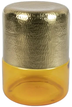 Dutchbone Bijzettafel Cave IJzer en glas, 35cm* Ronde Bijzettafel