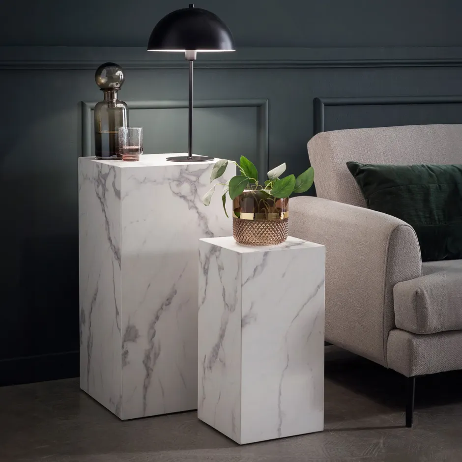 Artistiq Living Bijzettafel Christana Set van 2 stuks, Marmerlook* Zwarte Bijzettafel|Bijzettafels Set