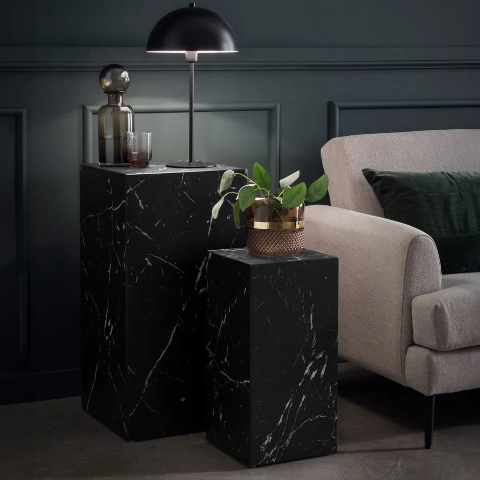 Artistiq Living Bijzettafel Christana Set van 2 stuks, Marmerlook* Zwarte Bijzettafel|Bijzettafels Set