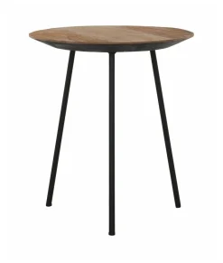 DTP Home Bijzettafel Jupiter Teakhout, 40cm* Zwarte Bijzettafel|Ronde Bijzettafel