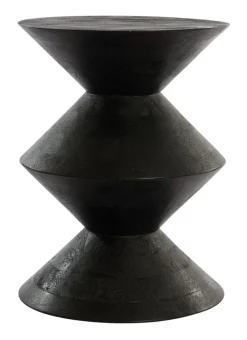 Light & Living Bijzettafel Larus Mangohout, kleur Zwart* Zwarte Bijzettafel|Ronde Bijzettafel