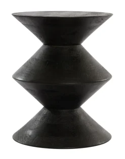 Light & Living Bijzettafel Larus Mangohout, kleur Zwart* Zwarte Bijzettafel|Ronde Bijzettafel