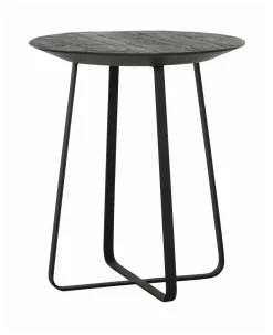 DTP Home Bijzettafel Neptunes Teakhout, 40cm* Zwarte Bijzettafel|Ronde Bijzettafel
