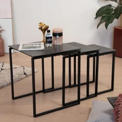 Sohome Bijzettafel Parker Keramiek* Zwarte Bijzettafel|Bijzettafels Set