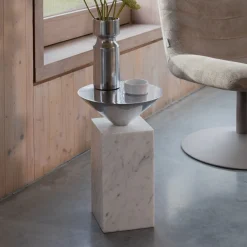 Zuiver Bijzettafel Pride Marmer, 30 x 30cm* Ronde Bijzettafel
