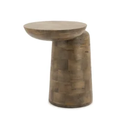 By-Boo Bijzettafel Woomble Mangohout, 40 x 34cm* Ronde Bijzettafel