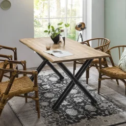 Artistiq Living Boomstam Eettafel Kyiesha Mangohout, 160 x 85cm, kleur Naturel* Rechte Eettafel