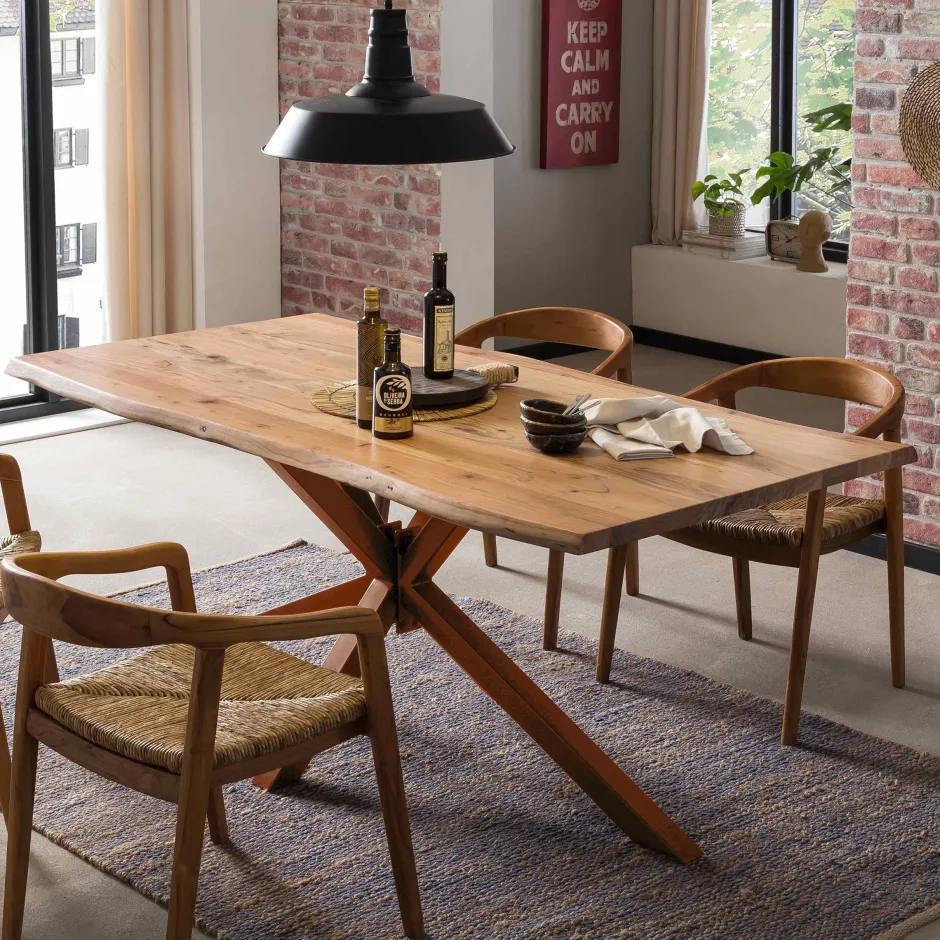 Artistiq Living Boomstam Eettafel Raynaldo Acaciahout, kleur* Rechte Eettafel
