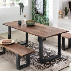 Artistiq Living Boomstam Eettafel Tinata Acaciahout, kleur Walnoot* Rechte Eettafel