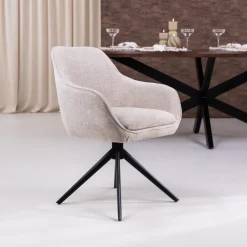 Sohome Draaibare Eetkamerstoel Toby Stof met handgreep* Sohome Giftcard|Beige Eetkamerstoelen