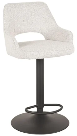 LABEL51 Draaibare Barkruk Fer Bouclé (zithoogte 64-84cm)* Barkruk Met Rugleuning|Barkruk Verstelbaar