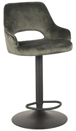 LABEL51 Draaibare Barkruk Fer Velvet (zithoogte 64-84cm)* Barkruk Met Rugleuning|Barkruk Verstelbaar