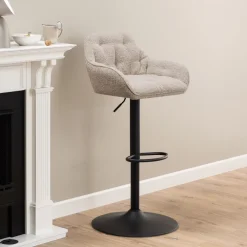 Bendt Draaibare Barkruk Loren Bouclé (zithoogte 63-84cm)* Barkruk Met Rugleuning|Barkruk Verstelbaar