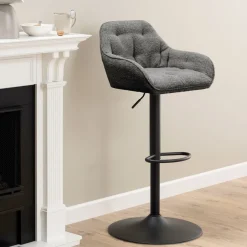 Bendt Draaibare Barkruk Loren Bouclé (zithoogte 63-84cm)* Barkruk Met Rugleuning|Barkruk Verstelbaar