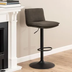 Bendt Draaibare Barkruk Ulysses PU, kleur Antraciet (zithoogte 68-89cm)* Barkruk Met Rugleuning|Barkruk Verstelbaar