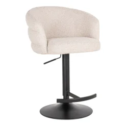 Richmond Interiors Draaibare Barstoel Nikki Bouclé, kleur Crème (zithoogte 61-86cm)* Barkruk Met Rugleuning|Barkruk Verstelbaar