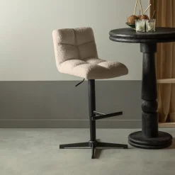 WOOOD Draaibare Barstoel Vinny Bouclé, kleur (zithoogte 60-80cm)* Barkruk Met Rugleuning|Barkruk Verstelbaar
