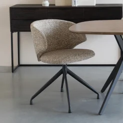 ZILT Draaibare Eetkamerstoel Azra Bouclé, kleur* Eetkamerstoelen Bouclé / Teddy|Draaibare Eetkamerstoelen