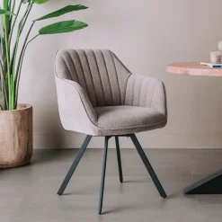 Tower Living Draaibare Eetkamerstoel Bruno* Beige Eetkamerstoelen|Draaibare Eetkamerstoelen