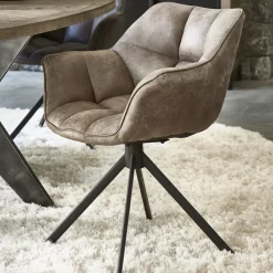 Rivièra Maison Draaibare Eetkamerstoel Carnaby Pellini* Eetkamerstoelen Met Leer Of Kunstleer|Draaibare Eetkamerstoelen