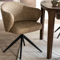 Eleonora Draaibare Eetkamerstoel Connor Zwart onderstel* Draaibare Eetkamerstoelen|Eetkamerstoelen Met Armleuning