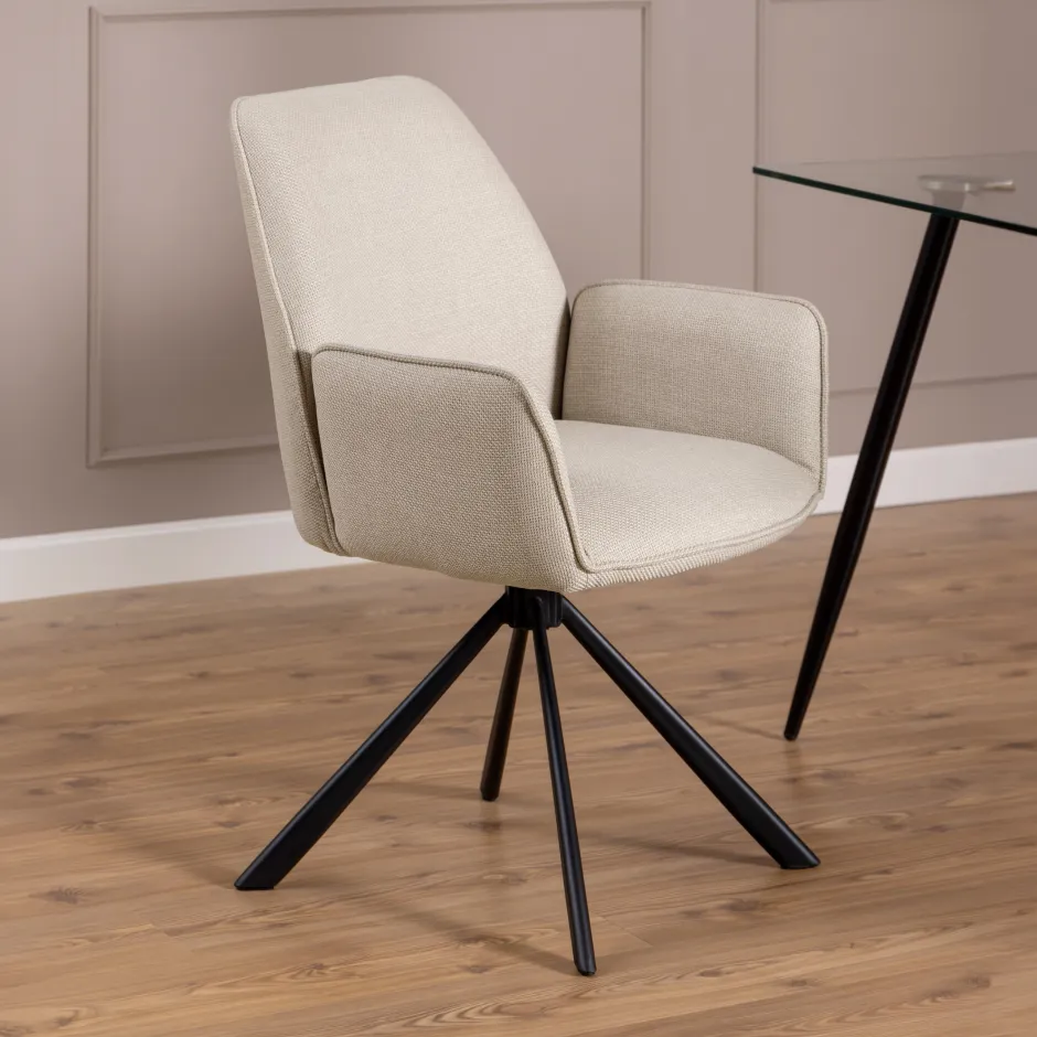 Bendt Draaibare Eetkamerstoel Dantrell* Beige Eetkamerstoelen|Draaibare Eetkamerstoelen