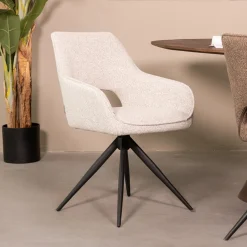 LABEL51 Draaibare Eetkamerstoel Finley Bouclé* Eetkamerstoelen Bouclé / Teddy|Draaibare Eetkamerstoelen