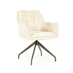 Eleonora Draaibare Eetkamerstoel Hugo Chenille* Chenille Eetkamerstoelen|Beige Eetkamerstoelen